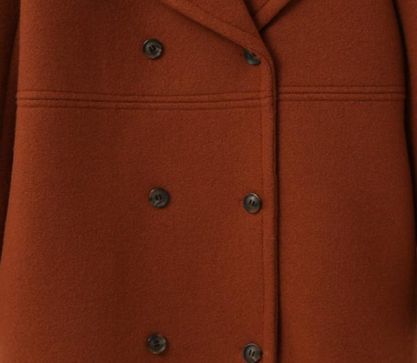 Women's Wool Blend Double Breasted Pea Coat Notched Lapel Mid Long Trench Overcoat with Pockets