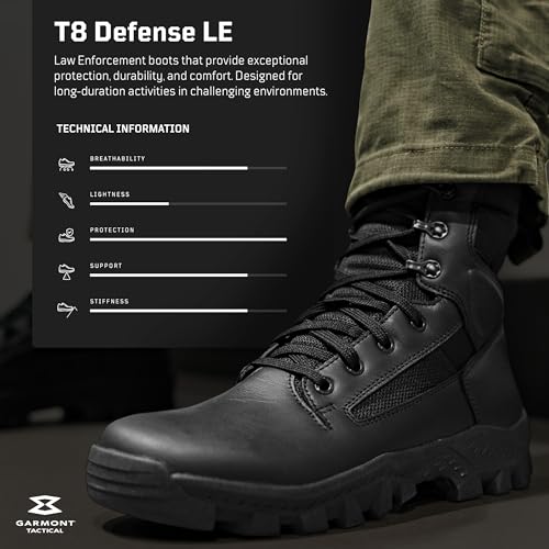 TACTICAL T8 Defense LE Law Enforcement EMS Boots for Men and Women, Full Grain Leather, Wide