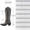Cowboy Boots for Women Knee High Cowgirl Boots with Classic Embroidered Slip On Pointed Toe Chunky Heel Pull On Fashion Retro