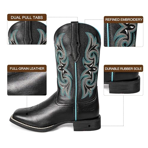 51pvq2utJ3L.jpg Women Western Boots Hand Painted, Square Toe, Full Grain Cowhide, 4-Layer Composite Sole(PLT203604)