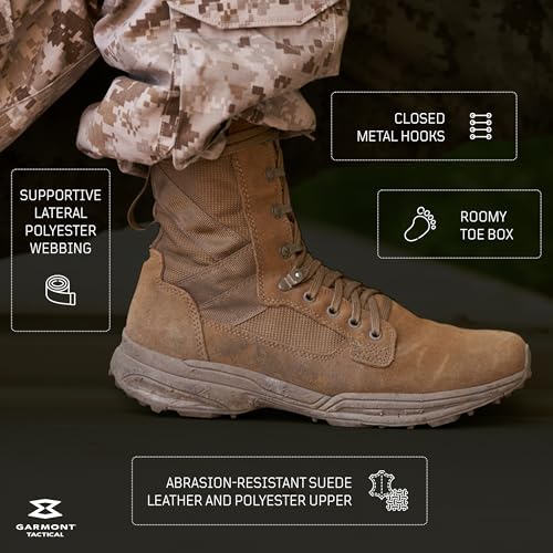 TACTICAL T8 NFS 670 Military Combat Boots for Men and Women, Army, Air Force, AR670-1 Compliant Footwear, Lightweight, Suede