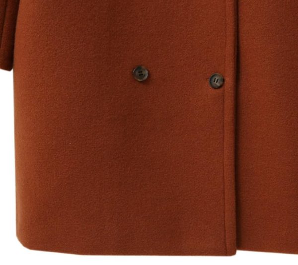 Women's Wool Blend Double Breasted Pea Coat Notched Lapel Mid Long Trench Overcoat with Pockets