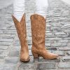 51zYJ4w5fGL.jpg Cowboy Boots for Women Cowgirl Boots Embroidered Knee-High Western Boots Pointy Toe with Chunky Heel