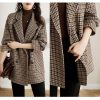 71Lp31hN3OL.jpg Womens Notched Lapel Pea Coat Double Breasted Blazer Jackets Houndstooth Woolen Blend Overcoat with Pockets